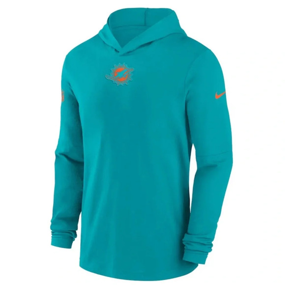 Miami Dolphins Nike Sideline Performance Long Sleeve Hoodie T-Shirt, 3XL - Picture 1 of 9